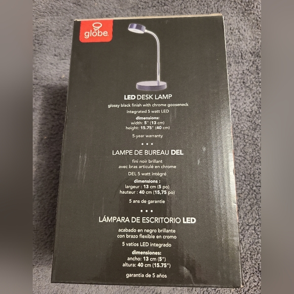 Globe Desk Lamp LED with chrome gooseneck - Black - Picture 2 of 10